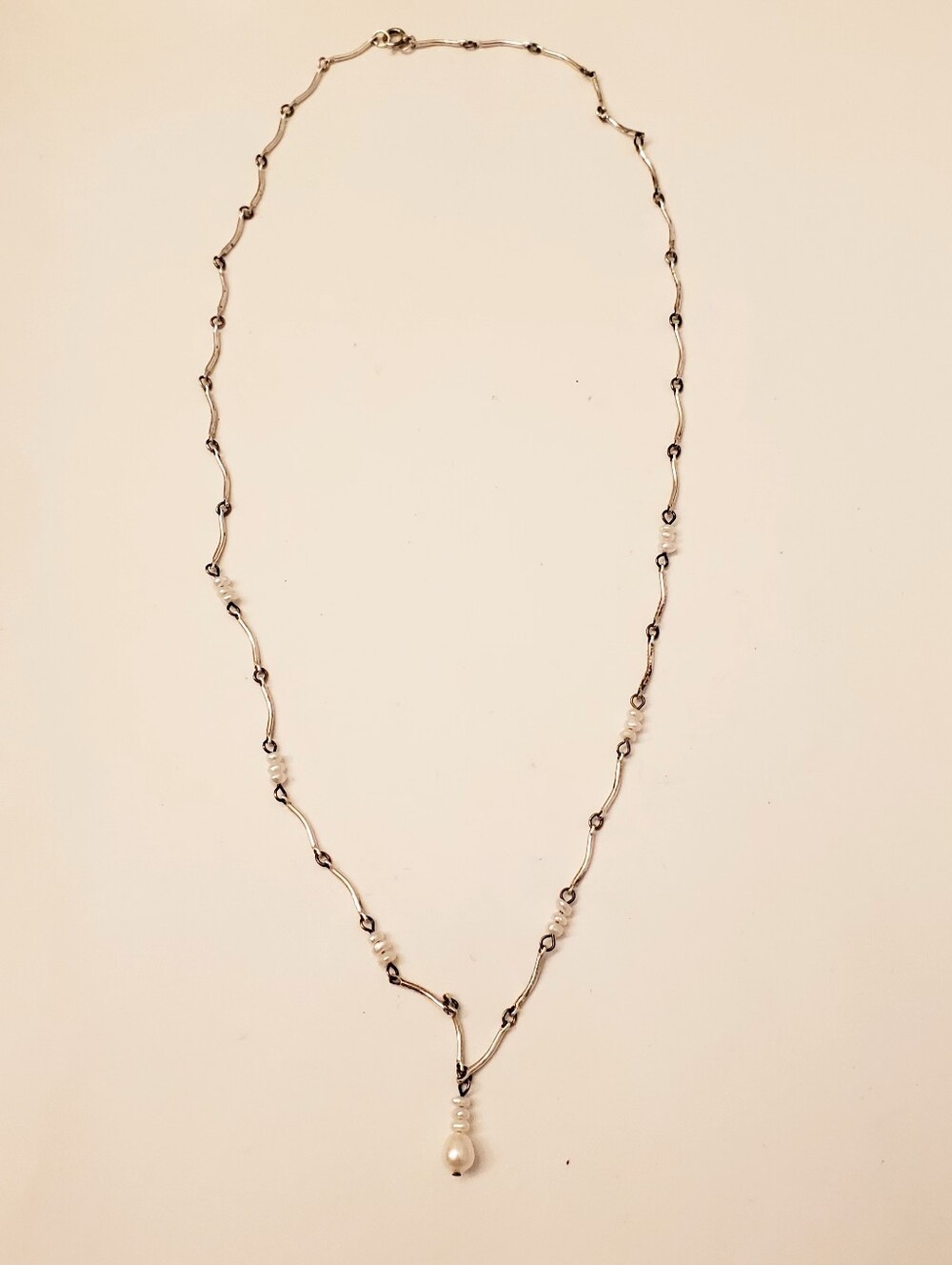 Delicate Sterling Silver Pearl Drop Necklace, Minimalist, 20 Inch
